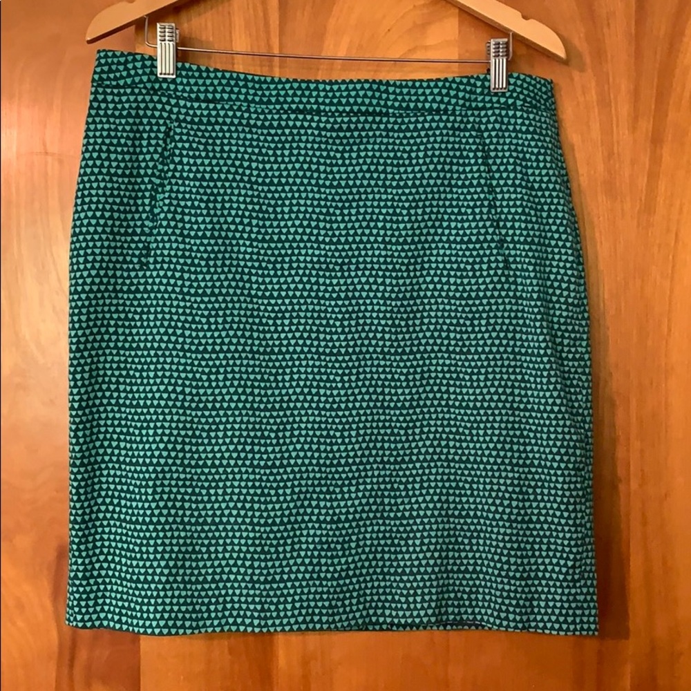 Halogen pencil skirt blue/green triangle print 12